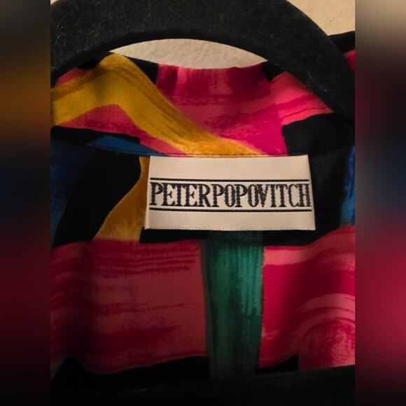 Vtg 80s Multicolored Geometric Button Down Shirt Art To Wear Peter Popovitc Read - Picture 8 of 9